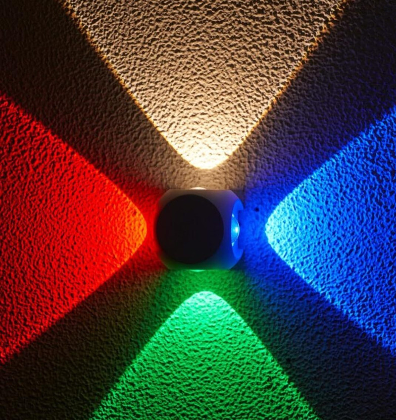 Volt Vision 4 Way LED Indoor & Outdoor Lamp Up/Down Right/Left Elevation Light Rustproof & Waterproof Aluminum Body Black (Multi Color) Post Light Outdoor Lamp(Multicolor)