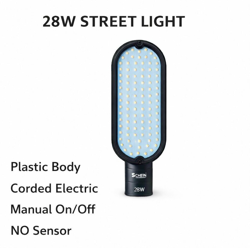 SCHEIN 28W BIS Approved LED Street Light with Durable Polycarbonate Body, 6500K Cool Daylight White, Waterproof & Dustproof Outdoor Lighting Fixture for Streets, Gardens, and Industrial Areas – Pack of 1 Street Light Outdoor Lamp(White)
