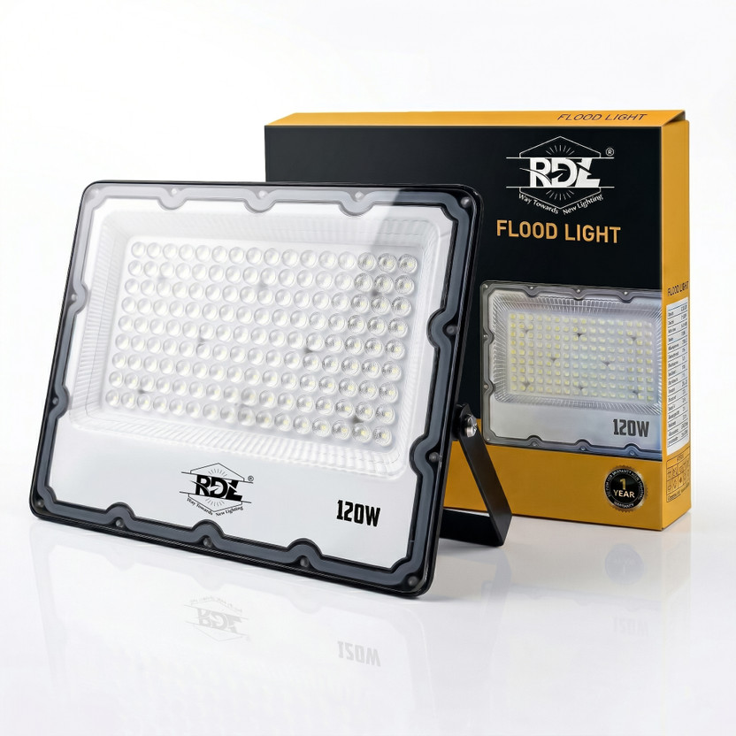 Rdl 120W High Lumen IP65 Waterproof LED Flood Light - Heavy Duty Industrial Outdoor Light Street Light Outdoor Lamp(Black)