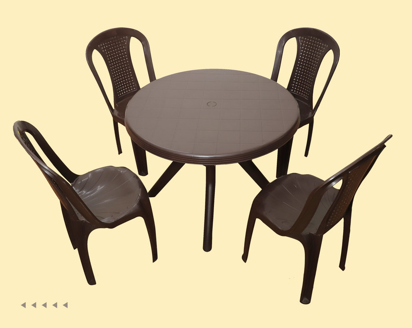 HELLO Plastic Table & Chair Set(Finish Color - Dark Brown, DIY(Do-It-Yourself))