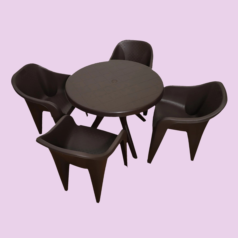 HELLO Plastic Table & Chair Set(Finish Color - Dark Brown, DIY(Do-It-Yourself))