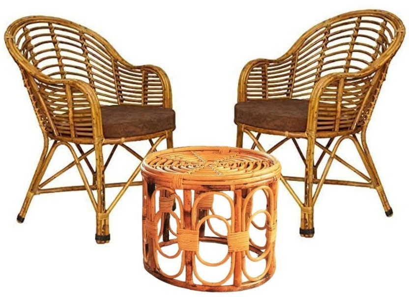 Kane Karts Cane Table & Chair Set(Finish Color - Brown, Pre-assembled)