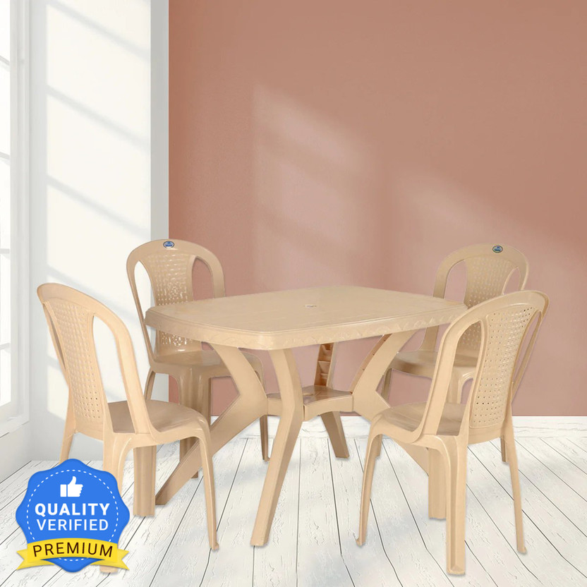 Nilkamal Plastic Table & Chair Set(Finish Color - Marble Beige, DIY(Do-It-Yourself))