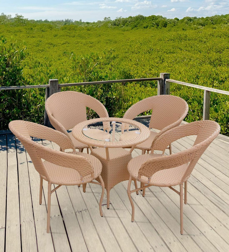 Aadya Craft Synthetic Fiber Table & Chair Set(Finish Color - Beige::Beige, Pre-assembled)