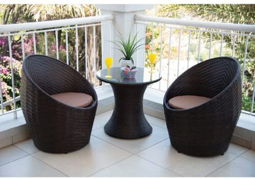 Kimber Street Furniture Metal Table & Chair Set(Finish Color - Brown Rattan Wicker Apple Patio Coffee Chair & Table Set, Pre-assembled)
