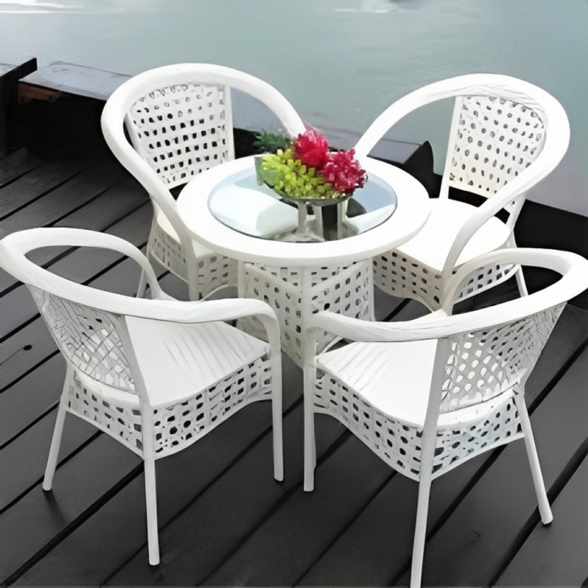 KLODOR KLODOR Premium Garden/Outdoor/Balcony/Terrace/Coffee/Poolside Patio Chair & Table Set Metal Outdoor Chair(D-8 WHITE, Set of 4, Pre-assembled) - Flipkart Deal