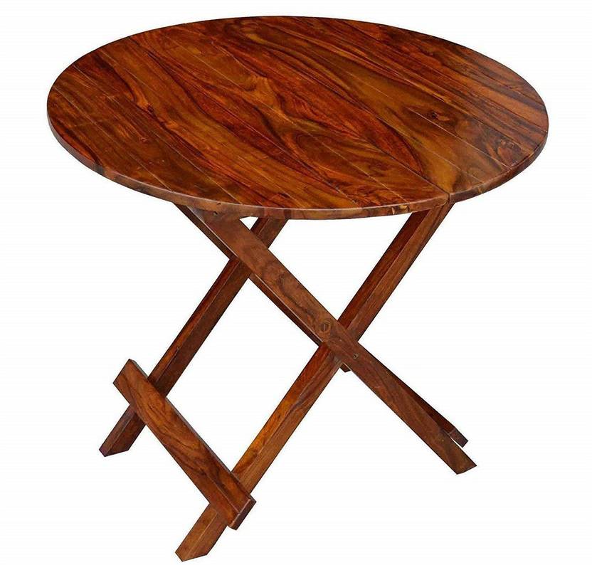 NK Furniture Wooden Folding Round Coffee Table for Living Room Solid
