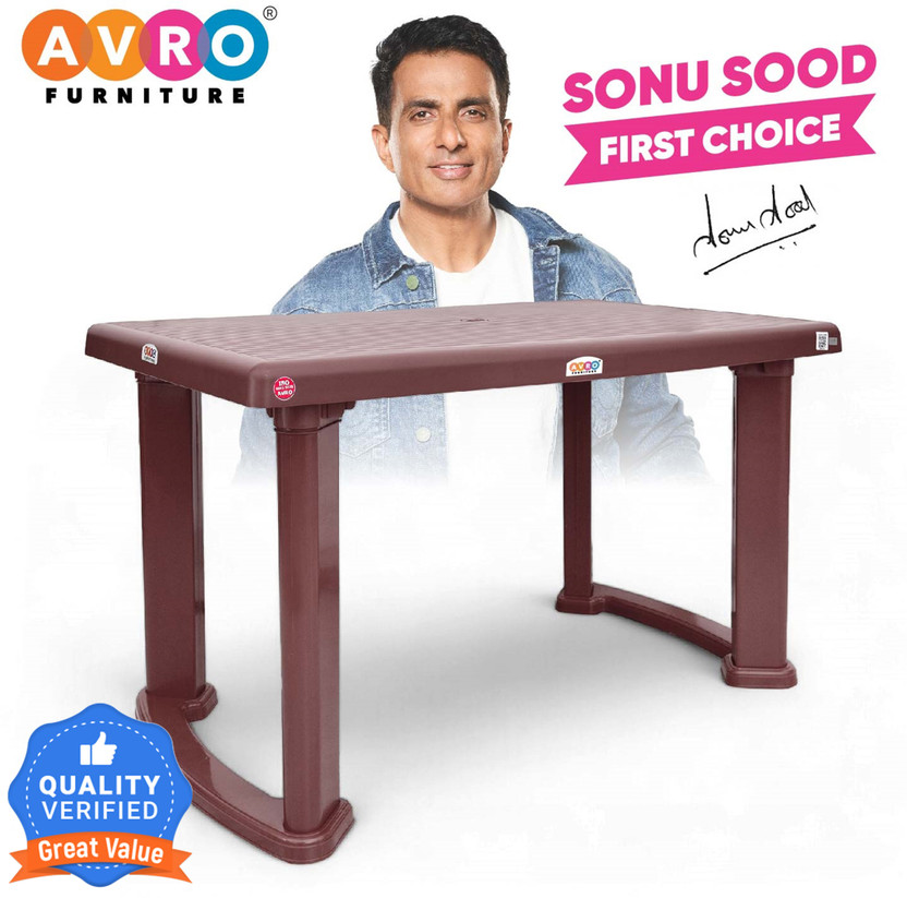 AVRO furniture AVRO Strong & Durable DELTA Dining Table Plastic Outdoor Table(Finish Color - BROWN, DIY(Do-It-Yourself))