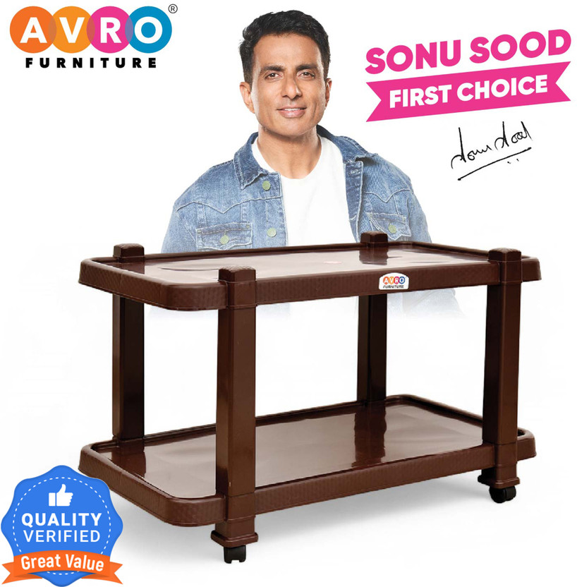 AVRO furniture Avro Furniture Maxima TROLLY TABLE for Living Room, Plastic Outdoor Table(Finish Color - BROWN, DIY(Do-It-Yourself))