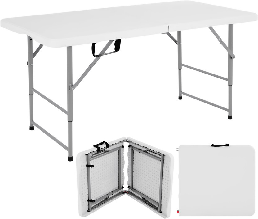 Livzing Height Adjustable Plastic Folding Picnic Table with Metal Frame Plastic Outdoor Table(Finish Color - White, Pre-assembled)
