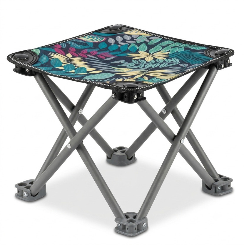 pranmcreation foldebal stool Fabric Outdoor Table(Finish Color - multicolour, Pre-assembled)