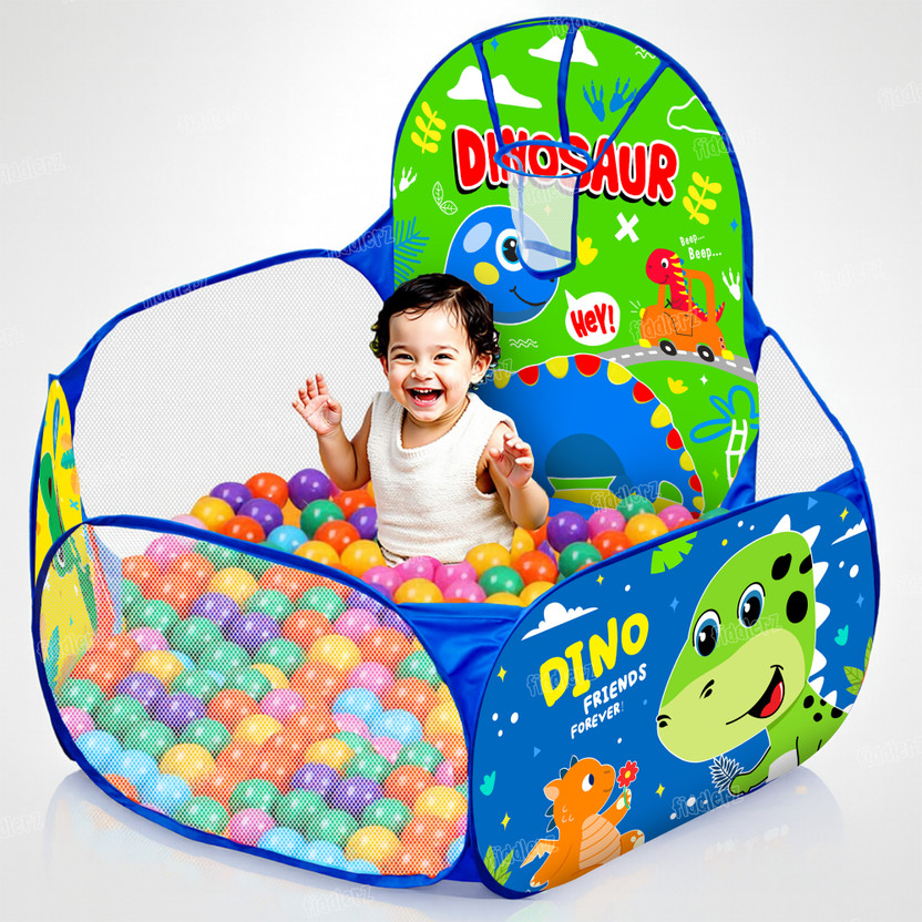FIDDLERZ Ball Pool for Kids Ball Pit Foldable Ball Play Pool with Basketball Hoop Ball(Multicolor)