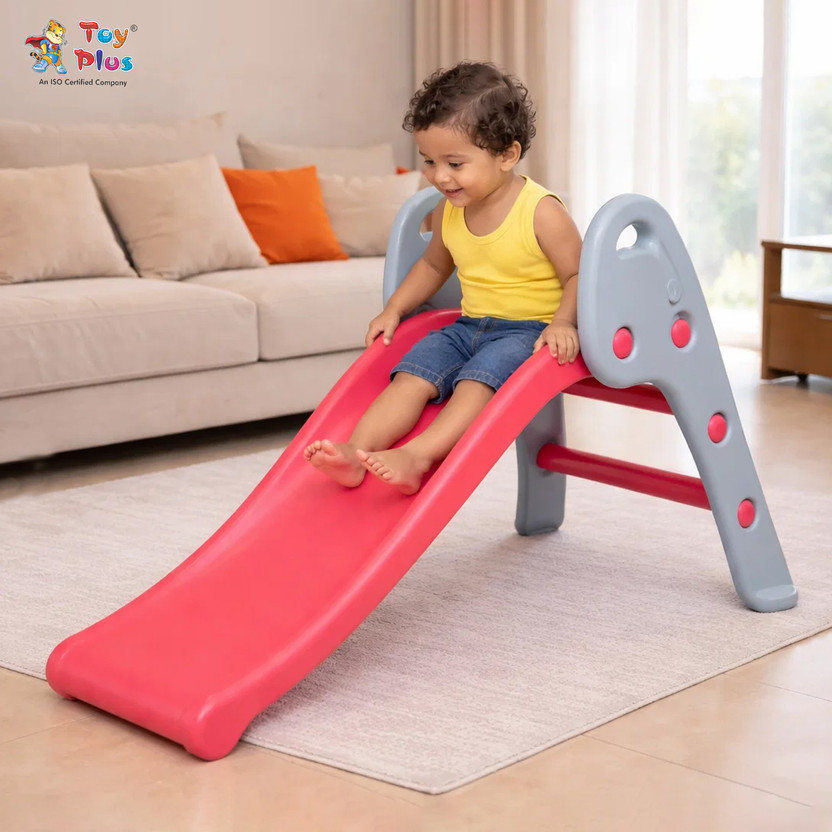 Toy Plus Freestanding Foldable Slides for Kids, (24 Months+) Grey & Red(Grey, Red)
