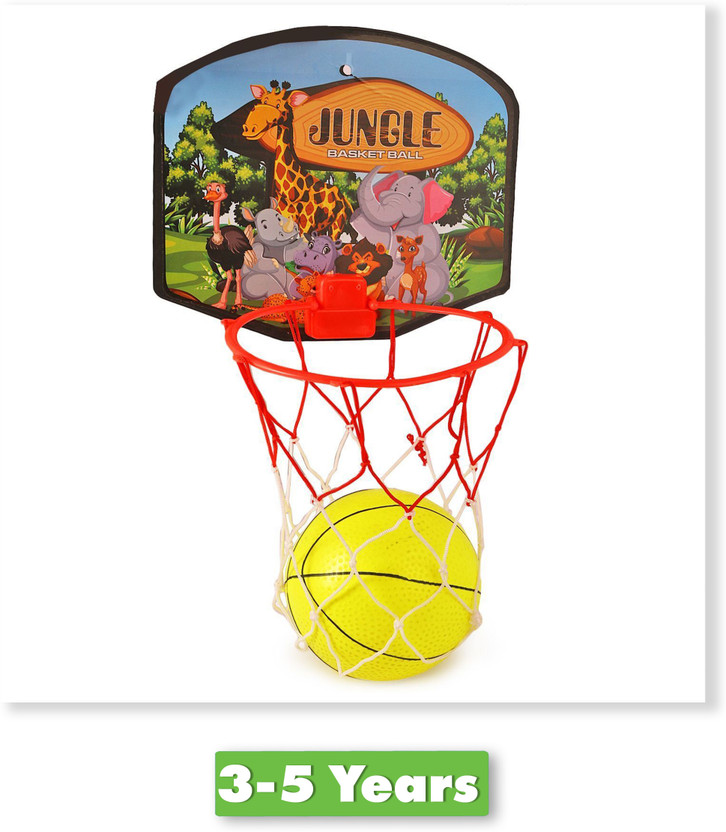 asian FOJI Kids Basketball Set with Hoop Net Ball – Indoor Outdoor Sports To(Red, Yellow)