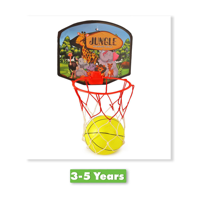 asian FOJI Kids Basketball Set with Hoop Net Ball – Indoor Outdoor Sports To(Red, Yellow)