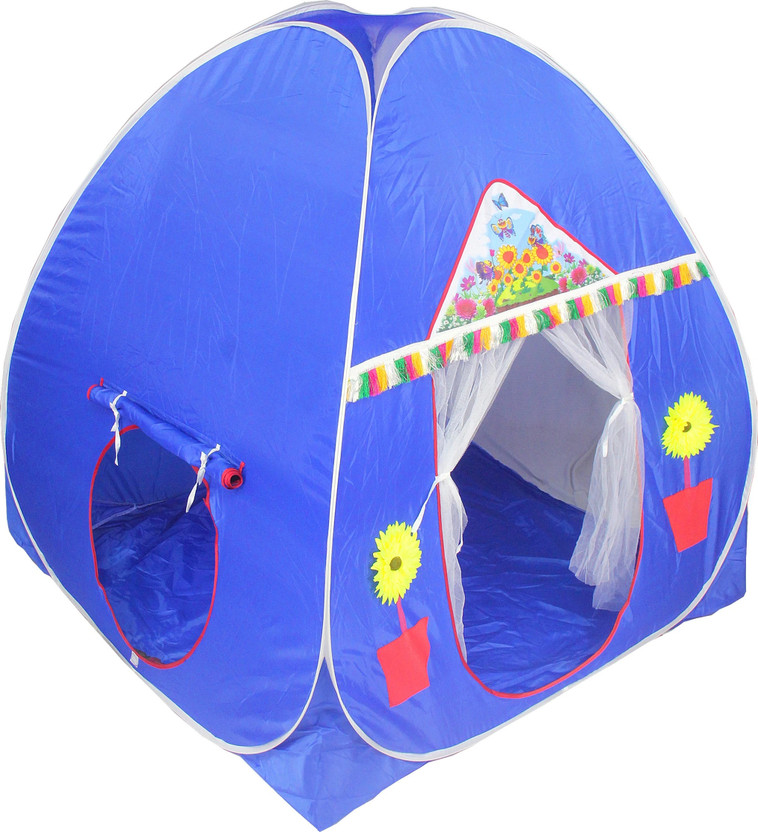 HOMELORE FOLDABLE FLEXIBLE KIDS PLAY ONE COLOUR BLUE INDOOR OUTDOOR TENT HOUSE (BLUE)(Blue)
