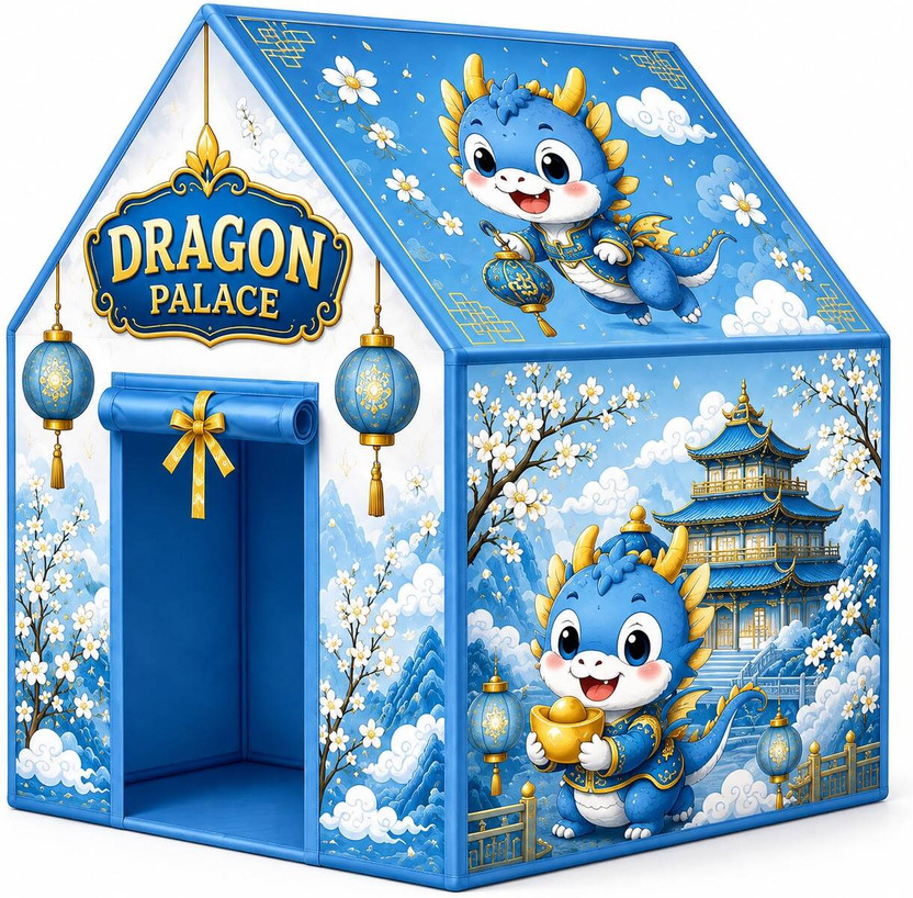 cantus Dragon Theme Kids Play Tent House, Indoor Outdoor Tent for Boys & Girls, Blue(Multicolor)