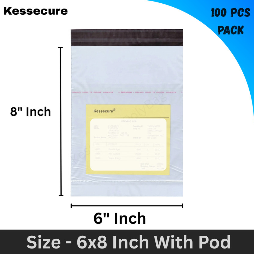Kessecure 6X8 INCH Tamper Proof Courier Bags With POD JACKET Security Bag(6 x 8 Pack of 100)