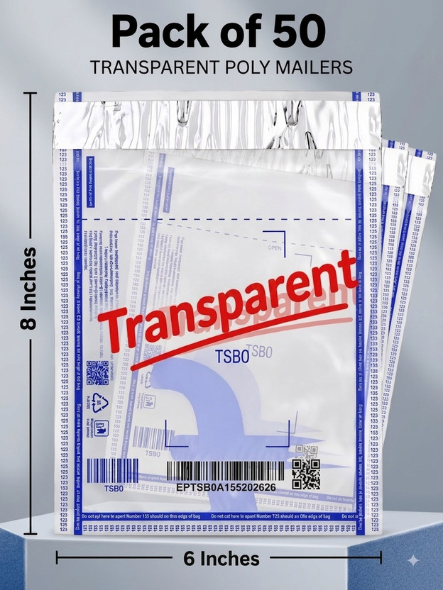 Castle Décor Transparent Serialized Barcode Courier P50 Security Bag(6 x 8 Pack of 50)