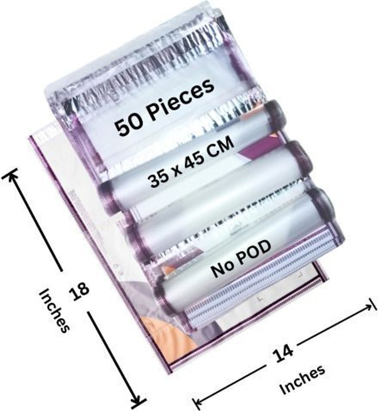 BULLARIN 14x18 Meesho Transparent Courier / Polybags without POD | Barcoded |52 Microns Security Bag(14 x 18 Pack of 50)