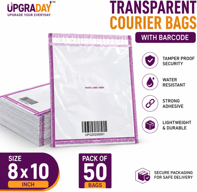 Packlume Meesho Barcoded Transparent 8x10 Security Bag(8 x 10 Pack of 50)