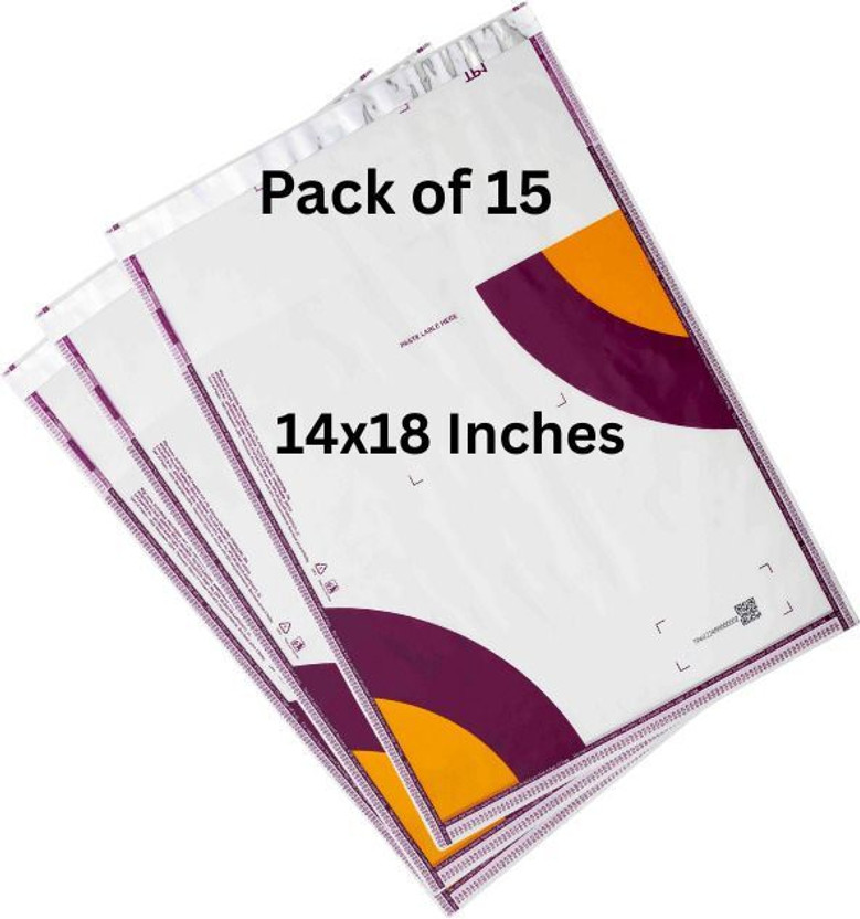 BULLARIN 14x18 Meesho Transparent Courier / Polybags without POD | Barcoded |52 Microns Security Bag(14 x 18 Pack of 15)
