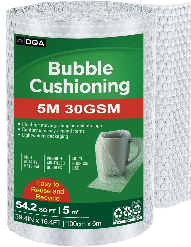 DQA DQA Bubble Wrap Packing Roll 30 GSM (1 Mtr X 5 Mtr) Used for Shipping, Storing Items Security Bag(8 x 10 Pack of 1) - Flipkart Deal