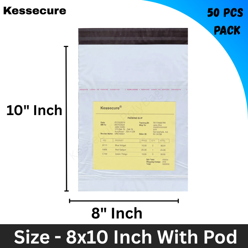 Kessecure 8X10 INCH Tamper Proof Courier Polybags for Shipping (Courier, E-Commerce) Security Bag(8 x 10 Pack of 50)