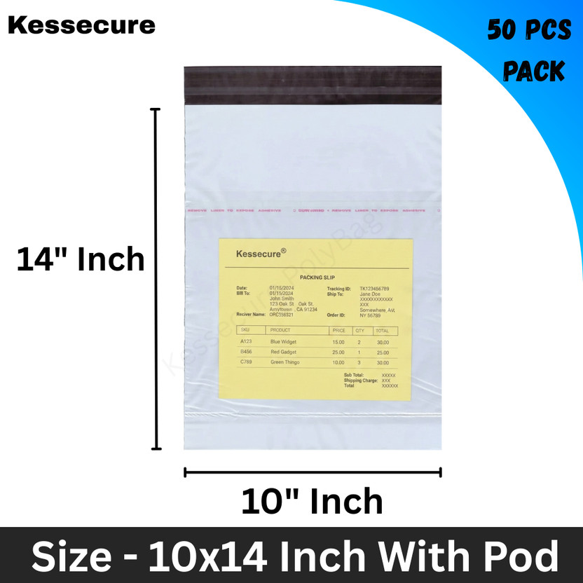 Kessecure 10x14 INCH Tamper Proof Courier Polybags for Shipping (Courier, E-Commerce) Security Bag(10 x 14 Pack of 50)
