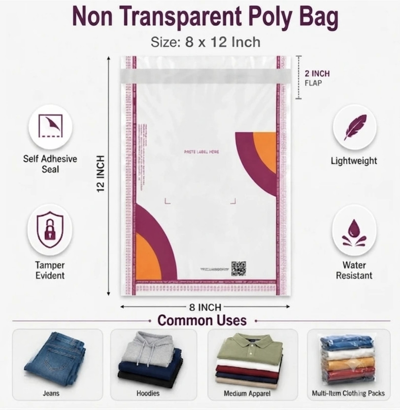 Meesho Meesho Non transparent Poly bags with barcode Security Bag(8 x 12 Pack of 25) - Flipkart Deal