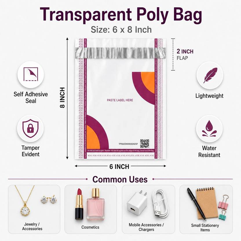 Meesho Mailer Courier Packaging Bag 6x8 POL YBAG Security Bag Security Bag(6 x 8 Pack of 100)