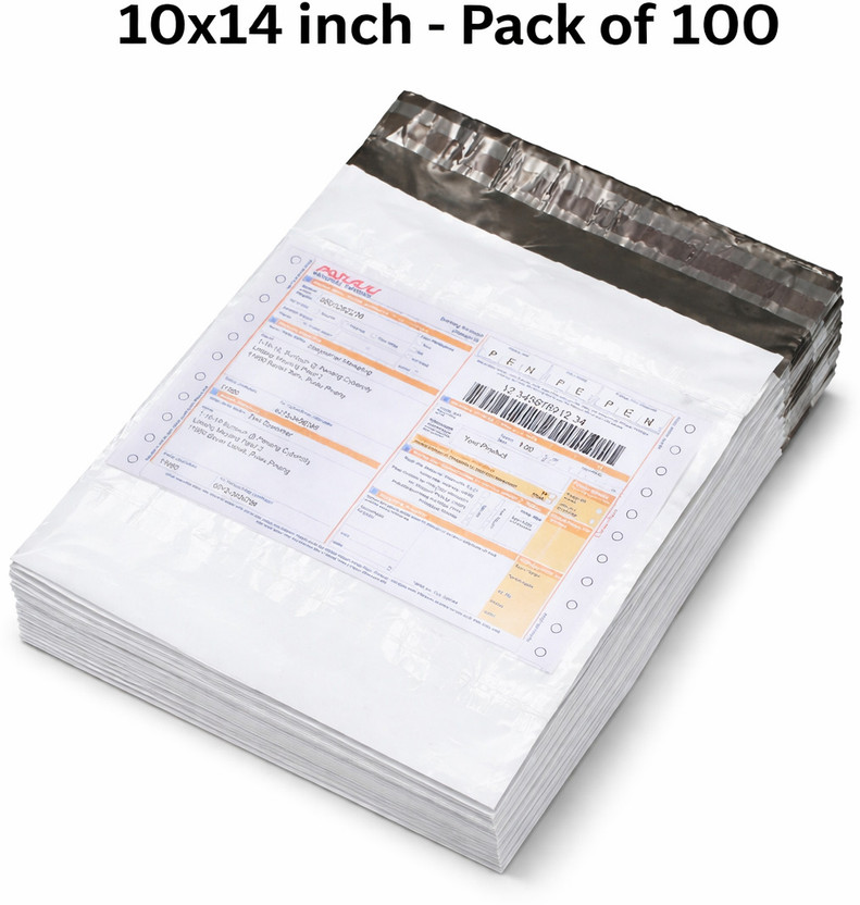 MUBBS Courier Bags/Packaging Bags with POD Jacket/Tamper Proof Plastic Polybags Security Bag(10 x 14 Pack of 100)