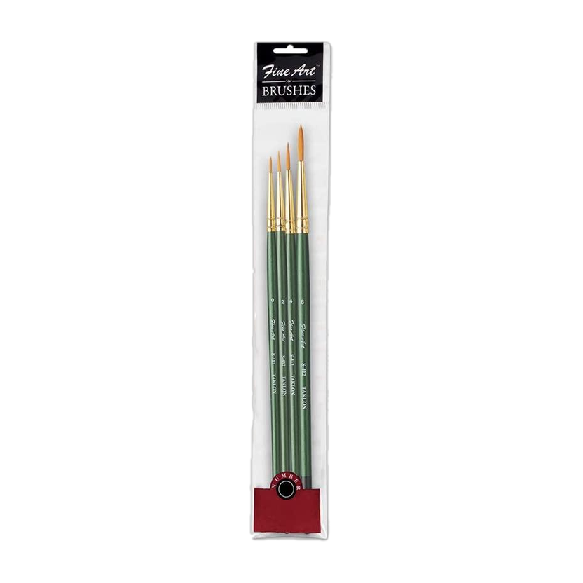 Fine Art Painting Round Shape Brushes Tr-4 Code (S-412)(Sizes: 0,2,4,6)(Set of 1, Green)