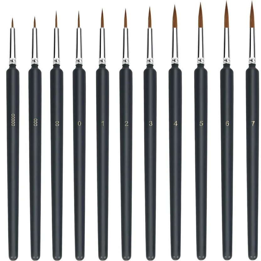 SHUBHPETAL 11PCS Miniature Paint Brushes Miniature Small Thin Painting Brushes Kit(Set of 1, Black)