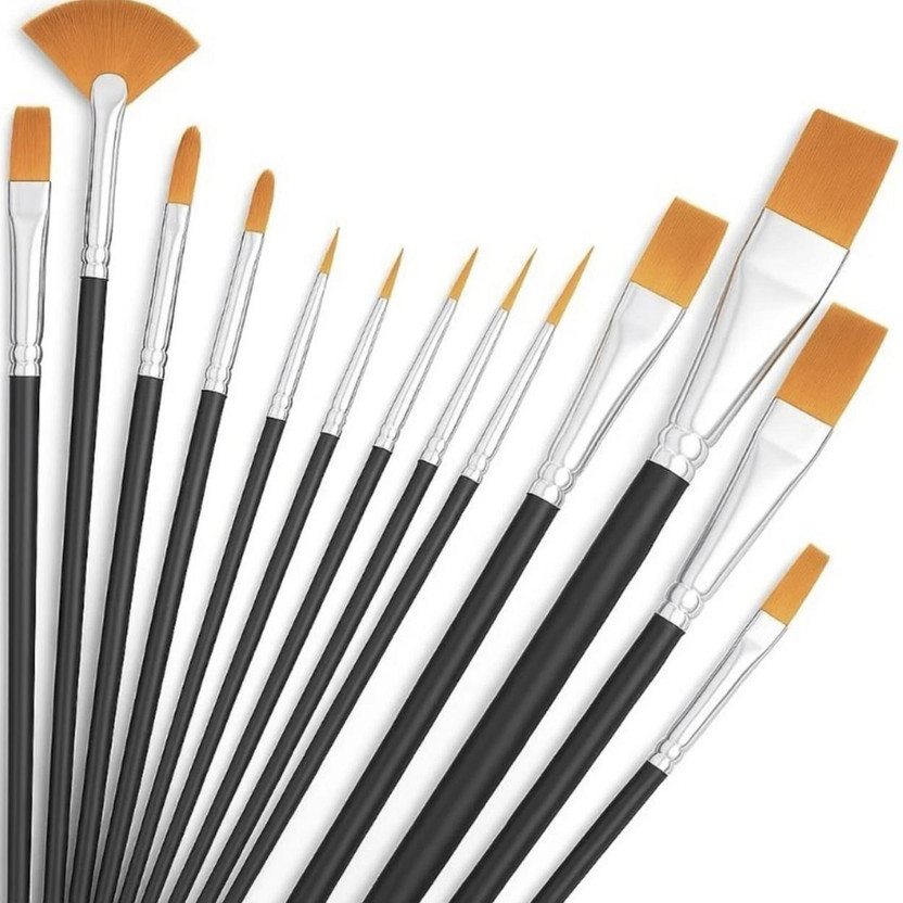 BloomTip Premium Painting Brushes Set Artist brush for Multipurpose Watercolor(Set of 12, Orange, White)