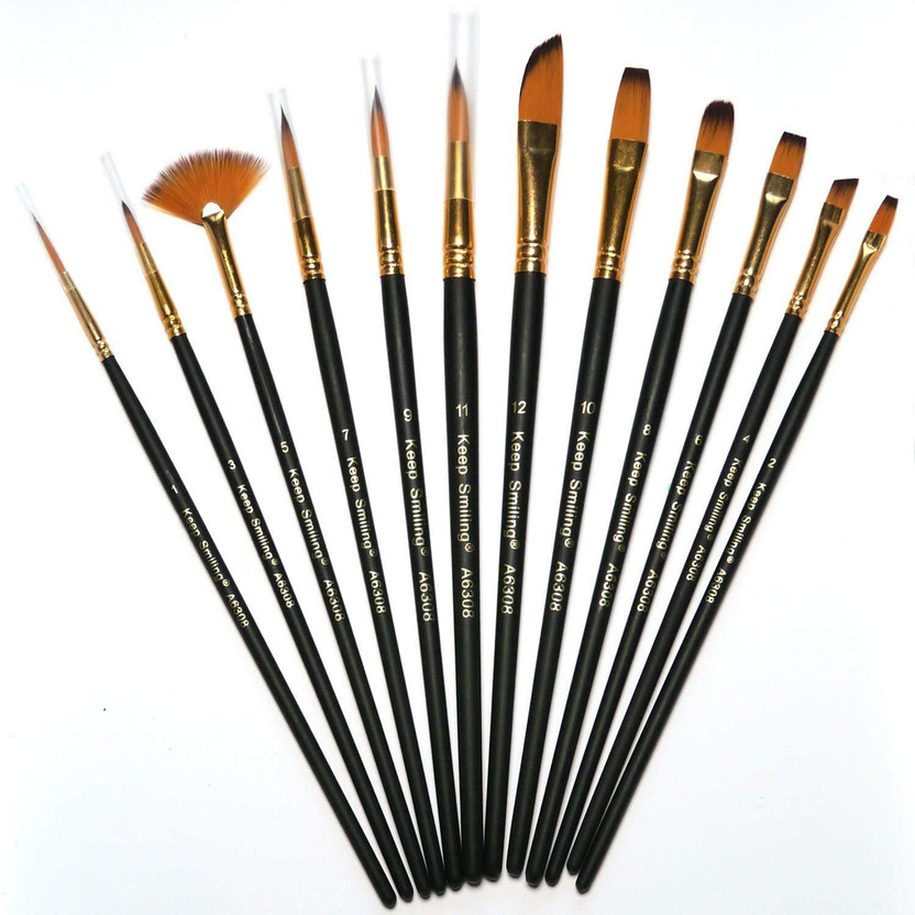 URBAN URBAN BOX Acrylic Artist Paint Brushes Nylon Hair Professional for Kids & Adult- Set 12Pcs(Set of 12, NA) - Flipkart Deal