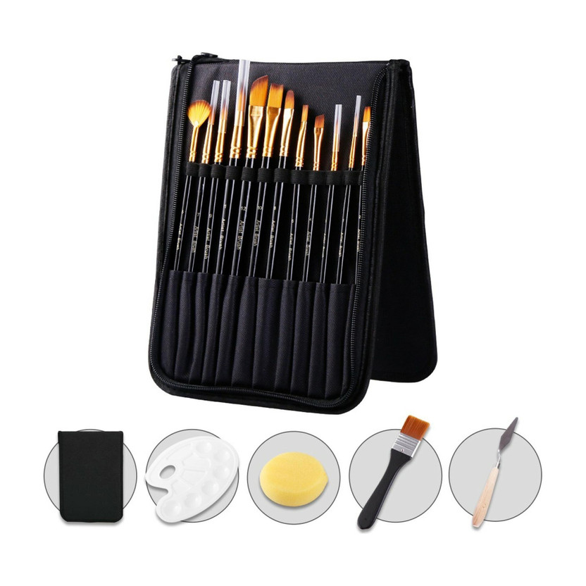 DaKos DaKos Painting Tool 16 pcs. Paint Brush, Painting Brush Set for Art & Craft(Set of 16, Black) - Flipkart Deal