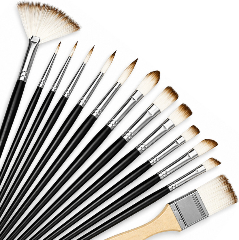 bellro 15 pcs Premium Paint Brush Set for Acrylic, Watercolor, Oil Combo Kit(Set of 1, White)