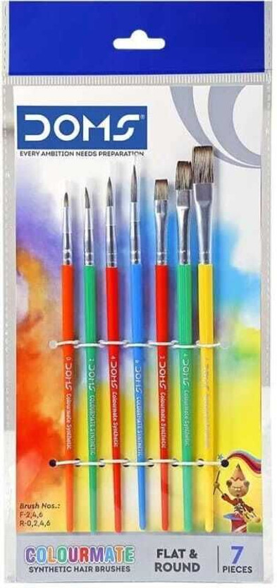 DOMS DOMS Painting Brush Set Round and Flat(Set of 7, Multicolor) - Flipkart Deal