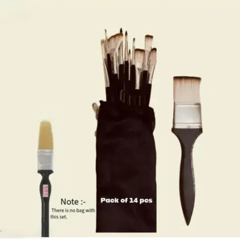 RanaCreation Kids Painting brush set of 14(Set of 14, Black, White, Brown)