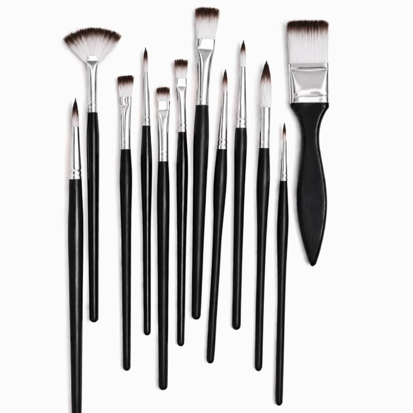 BloomTip BloomTip Painting Brush Set 13 pieces for Multipurpose Painting Acrylic, Watercolour(Set of 13, White, Black) - Flipkart Deal