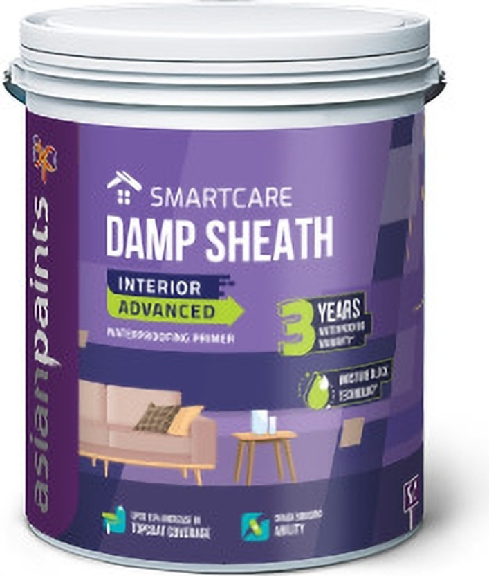 Asian Paints SMARTCARE DAMPSHEATH INTERIOR WALL PRIMER WHITE WHITE Emulsion Wall Paint(10 L)