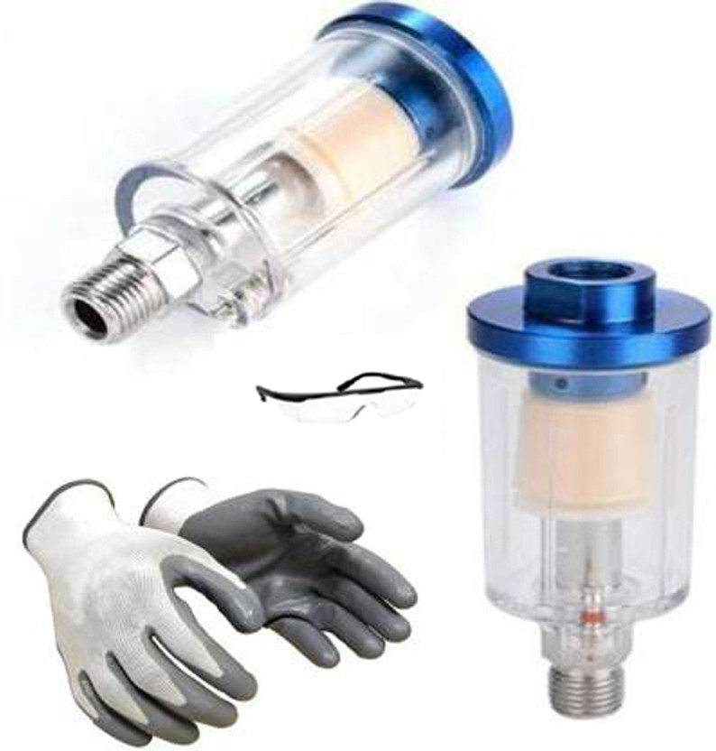 TOOLBUX Air Oil Water Separator Filter for Compressor Spray Paint Tool 1/4 HVLP Sprayer(Blue)