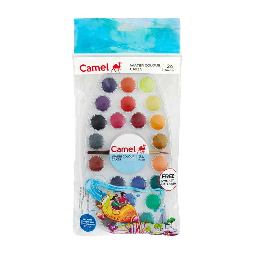 Camel Student Watercolor Cakes - 24 Shades(Set of 24, Multicolor)