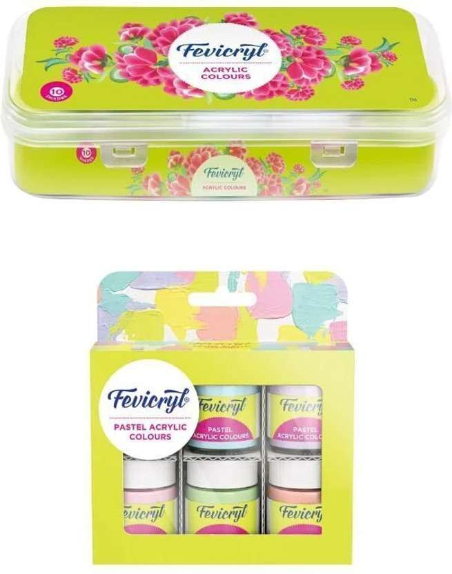 Fevicryl Acrylic & Pastel Colours, Multisurface colours for Artists & Students(Set of 2, Multicolor)
