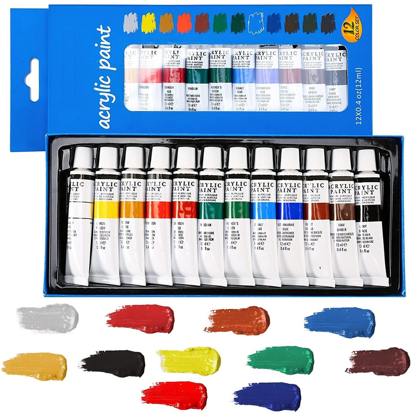 Corslet Corslet 12 Pcs Acrylic Paint, Acrylic Colors, Acrylic Painting Set, Acrylic Paint Tube(Set of 12, acrylic colors, acrylic paint, colour set, drawing kit, painting colours set,) - Flipkart Deal