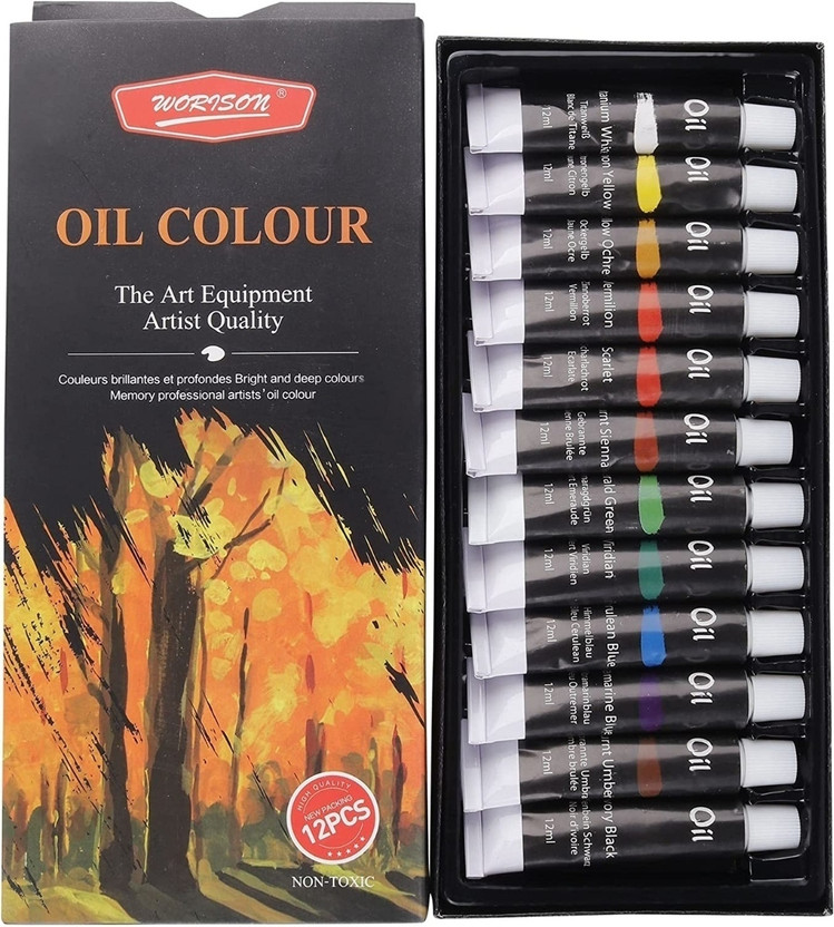 Pehrovin Ventures Worison Oil Paint Tubes ( 12 tubes of 12 ml each) oil painting on canvas, papers(Set of 1, Multicolor)