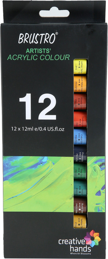 BRuSTRO Artists Acrylic Colour Set of 12 x 12ml Tubes(Set of 1, Multicolor)