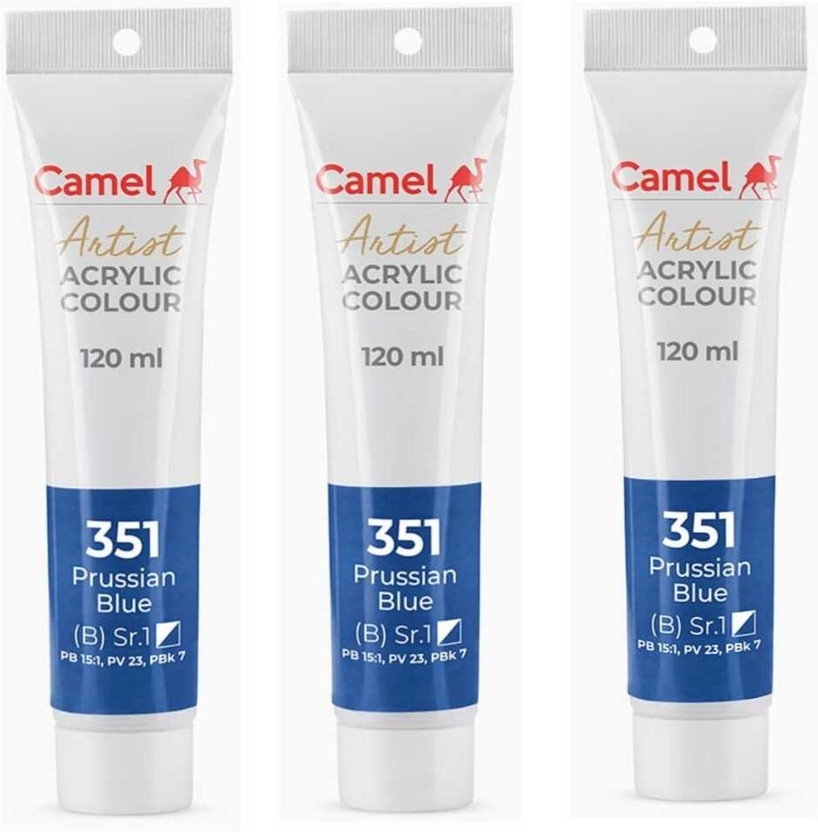 Camel ARTIST ACRYLIC TUBE OF PRUSSIAN BLUE, 120 ML, PACK OF 3(Set of 3, PRUSSIAN BLUE)