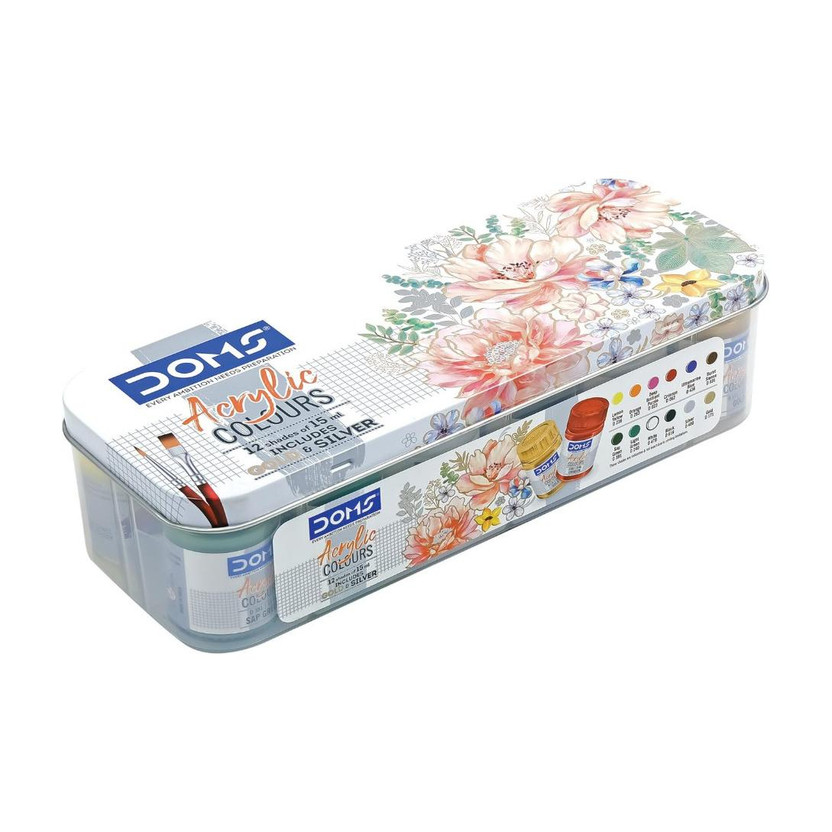 DOMS D116015012 - DOMSIL ACRYLIC COLOURS 12 SHADES(Set of 1, White)
